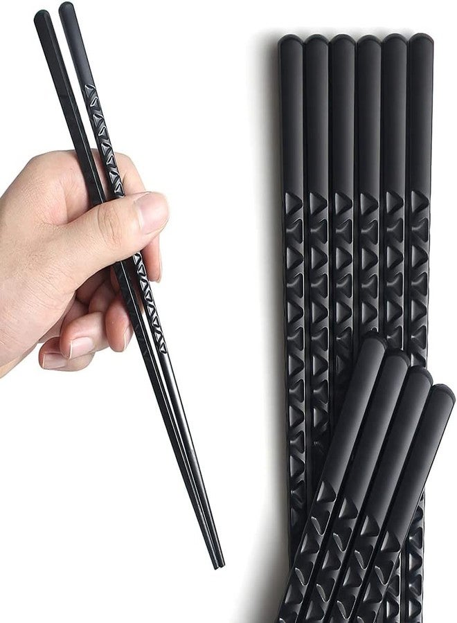RIANZ Fiberglass Reusable Non-Slip Chopsticks for Sushi, Noodles, Fried Rice Non-Slip 24 cm - Black (Pack of 2 Pair) - Image 1